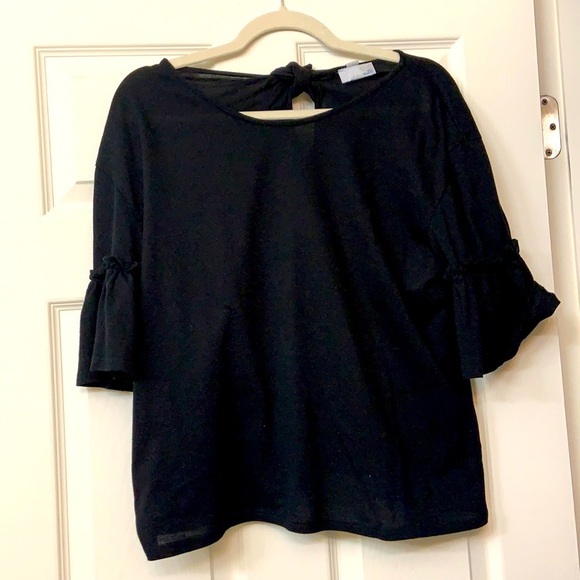 Midnight black Ruffle Tie back Partyyy🥂 Top! - Picture 3 of 4